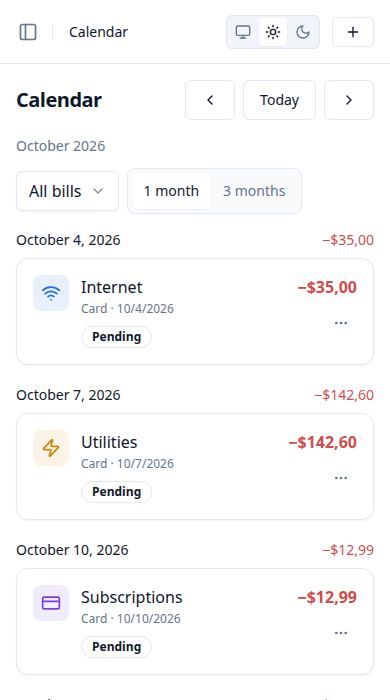 Screenshot: Calendar